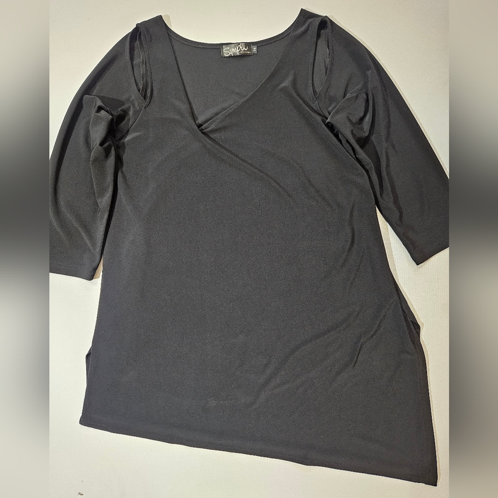 Sympli Womens Asymmetrical‎ Midi Dress Size 14 Black Cold Shoulder